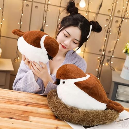 Xizhi XIZHI-MAQUEWO Sparrow Plush Toy With Bird'S Nest 15.7 Inch Stuffed Animal Figures Bird Throw Plush Pillow Toys Huggable Soft Animal Doll thumb #4