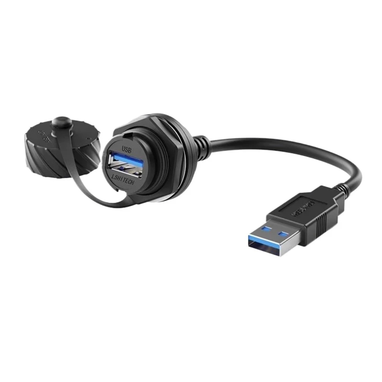 LU20 Otwór 20,8 mm Gniazdo USB 3.0 Wodoodporny A Złącze USB Gniazdo żeńskie Adapter Prosty przedłużacz danych M20 (2 m kabel, nakrętka metalowa)