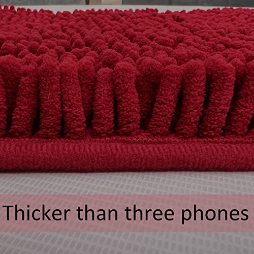 Image of RUN HELIX Christmas Rugs Bathroom Rugs Sets 3 Piece Extra Soft Chenille Bathroom Mats Non Slip Bath Mat Set Bath Rugs Soft Absorbent Non Slip Washable Bath Mats with Toilet Mats Bath Decoration