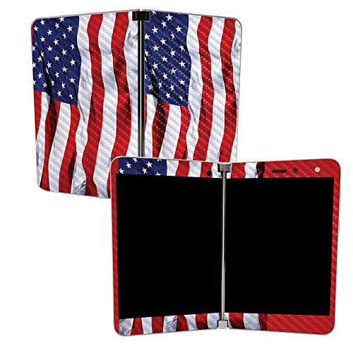 Image of MIGHTY SKINS MightySkins Carbon Fiber Skin for Microsoft Surface Duo - American Flag | Protective, Durable Textured Carbon Fiber Finish | Easy to Apply | Made in The USA