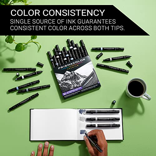 Prismacolor 3622 Premier Double-Ended Art Markers, Fine And Chisel Tip, Cool Grey, 12-Count #TOP3