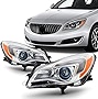 AKKON - Pair Replacement Fits 2014 2015 2016 2017 Buick Regal Halogen Projector Headlights Chrome Driver Left+Passenger Right
