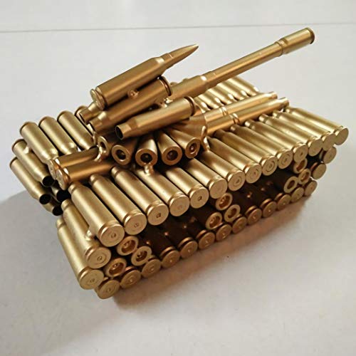 Singeek Bullet Shell Casing Shaped Army Tank Metal Sculpture,Great Decorative Artwork Model Gift For Home,Study Room Decorations (Gold Disc Style) #TOP4