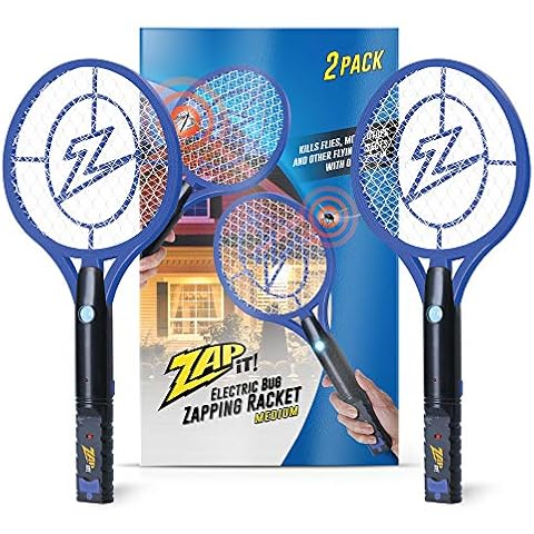 Zap It Bug Zapper - Fly Zapper Racket - Rechargeable Bug Zapper Racket, 4,000 Volt, USB Charging Cable, 2 Pack Cover