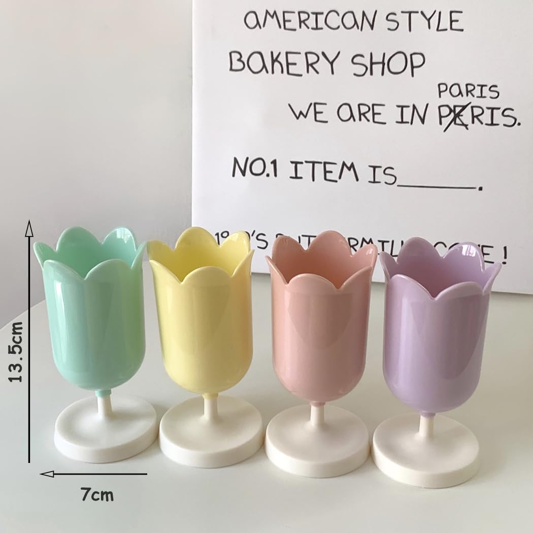 Ranvi 3PCS Flower Pen Holder Makeup Brush Holders for Girls Kids Women Desk Organizer Storage Gift(Blue,Yellow,Green) - Image 4