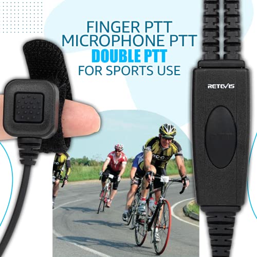 Retevis Walkie Talkie Headset with Boom Mic D Shape Double PTT Compatible with Motorola CP040 CP140 GP300 GP2000 MAG ONE A8 HYT TC500 etc 2 Pin Walkie Talkie Earpiece(1 Pcs) - Image 3