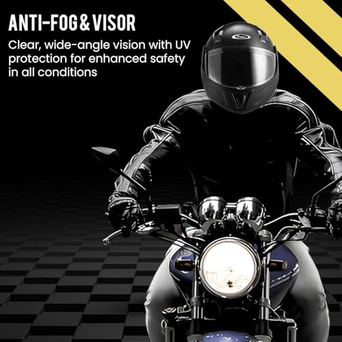 Image of Pivalo 580MM PROX Flip Up Full Face Helmet with Outer Clear Visor Matt Finish Full Face Scratch Resistant for Bike Riding Men(Pack of 1, Black)
