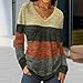 Shirts for Women Fall Outfits Clothes Fashion Casual Color Block Long Sleeve T Shirt V Neck Dressy Loose Tunic Tops Brown