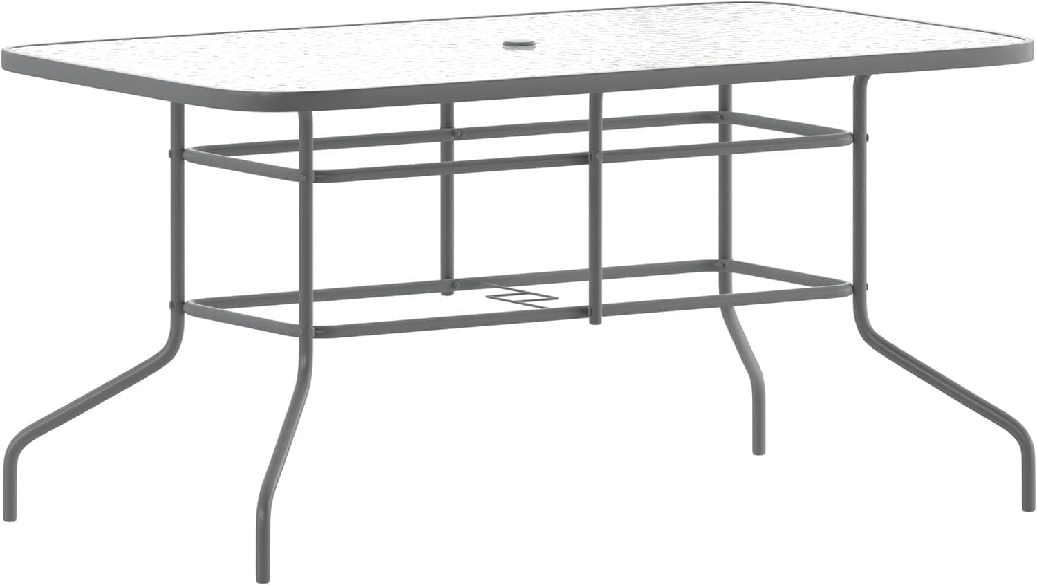 Tempered Glass Metal Table, Patio Dining Table,Clear Top/Silver Frame Home Office Sideboard