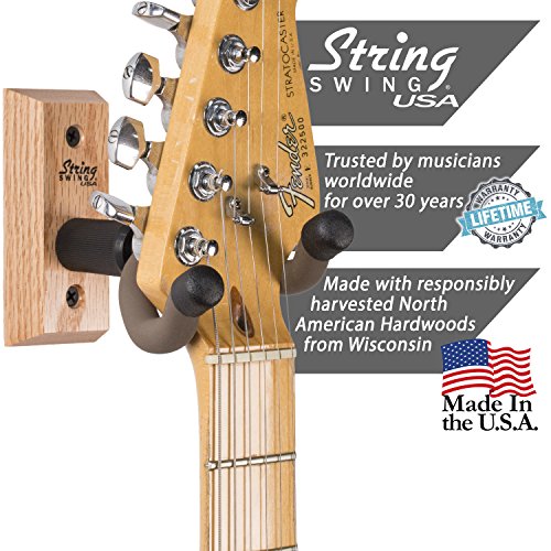 image for String Swing Wall Mount Guitar Hanger CC01KOAK - (4 Pack)