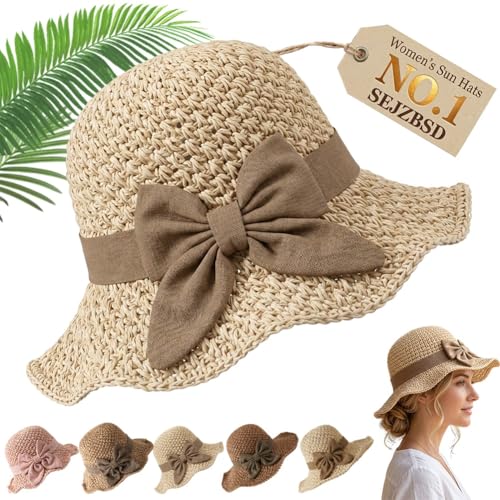 Sombrero de paja tejido elegante para mujer miniatura 1