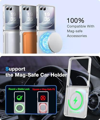 Image of NO.1 Magnetic for Samsung Galaxy Z Flip 7 Case Compatible with MagSafe [Military Grade Drop Tested][Translucent Matte][Anti-Fingerprint] Soft Silicone Bumper for Samsung Flip 7 Case Slim,White