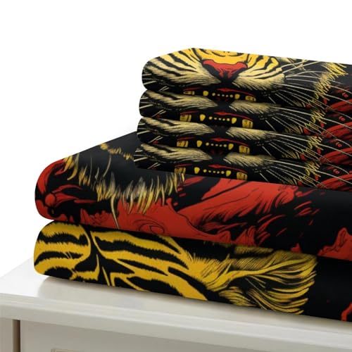 Housse de couette tigre pour lit double avec 2 taies d'oreiller - 6