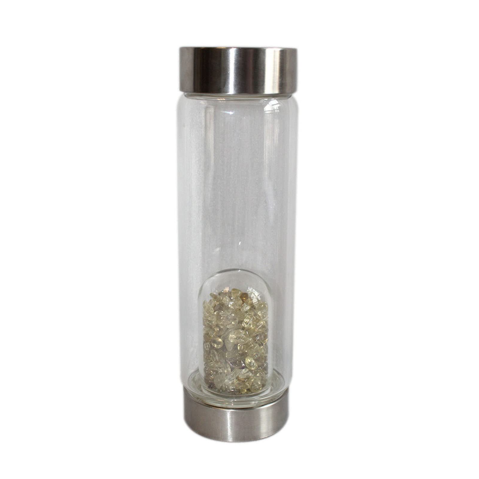 Bouteille d'eau infusée de pierres gemmes de quartz pour vos séances de yoga et sport