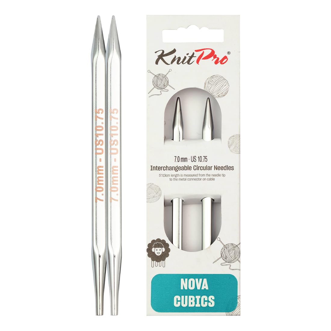 KnitPro Nova Cubics Interchangeable Circular Needles 4" (10cm) | 7.00mm