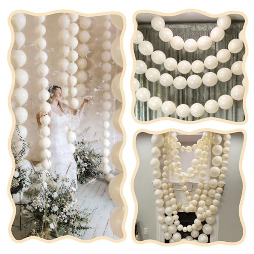 Image of Sand White Link Balloons,120Pcs 6Inch Cream White Latex Linking Balloons for Birthday Baby Shower Wedding Anniversary Party Decorations
