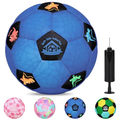 Image of Indoor Soccer Ball Size 3 Silent Soccer Balls Gifts for Beginners, Soft Foam House Training Balls, Lightweight Soccerball with Pump for Home Practice
