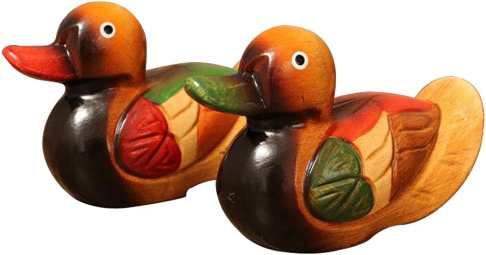1 Pair Dedicate Mandarin Duck Model Creative Wood Duck Handmade Decoration Craft Ornament for Wedding Party Anniversary Day