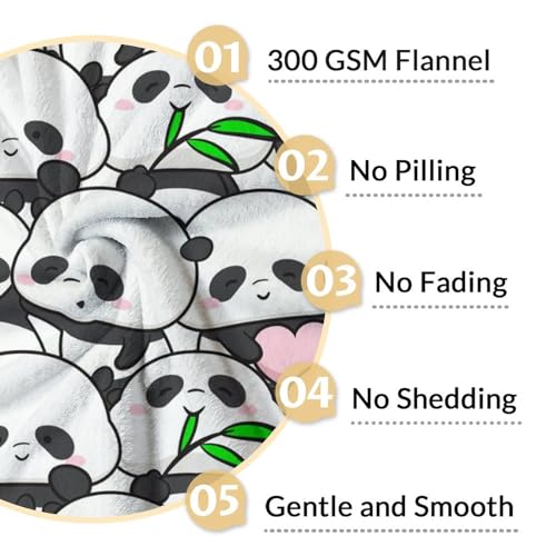 Mercuryelf Panda Throw Blanket - Soft, Fuzzy & Warm - 30x40 Inches Small Blankets for Lap, Crib - White Funny Throws Gift for Panda Lovers