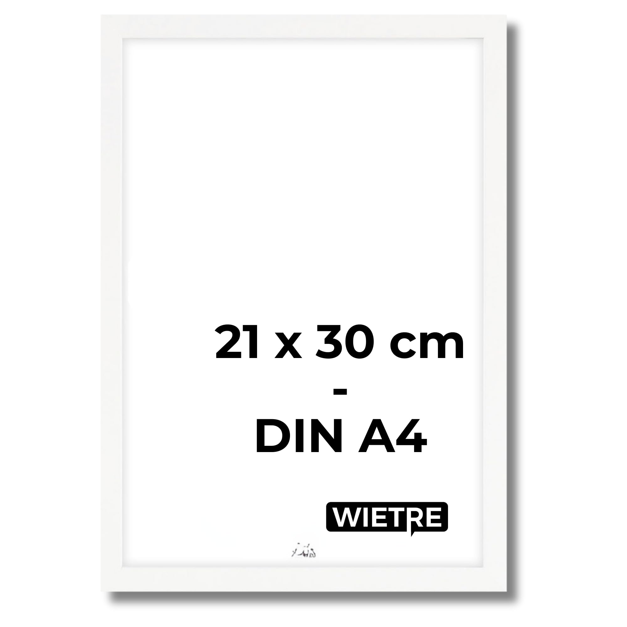 Cornice portafoto A4, 21 x 30 cm, in legno MDF bianco, cornice per poster, vetro acrilico infrangibile, da appendere e appoggiare, per foto, immagini e poster