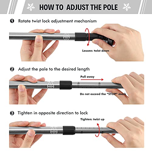 Ninetrees 3-In-1 Xtreme Lightweight Terrain Snowshoes For Men Women Youth Kids, Light Weight Aluminum Alloy Terrain Snow Shoes With Trekking Poles And Carrying Tote Bag, 14"/21"/ 25"/27"/ 30" #TOP7