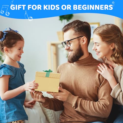 Akkordeon für Kinder und Erwachsene, 17 Tasten 8 Bässe Piano Ziehharmonika Mit Einstellbare Trageriemen, Musikinstrument für Anfänger Ab 3 Jahre (Weiß)