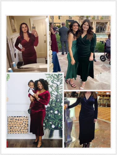 Zaberry Long Sleeve Dresses Wrap Elegant Velvet Fishtail Ladies Maxi Formal Cocktail Dresses For Women Green S #TOP1