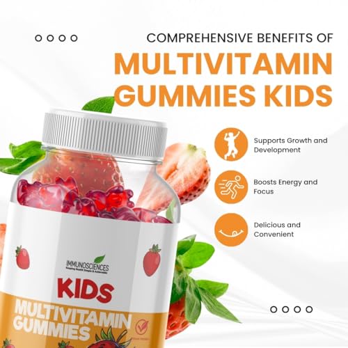 Image of Premium Kids Multivitamin Gummies with Vitamin A, E, C, D, B12, B3, B6, & Folic Acid for Immunity, Strawberry Flavour, Vegan, Preservative & Gluten Free - 30 Count (1)