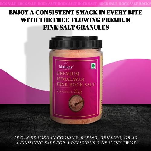Image of Malikaz' The Royale Taste Premium Himalayan Pink Rock Salt Powder - 2 Kg Jar (Pack of 2)