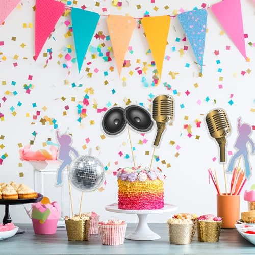Image of Retro 70s Decade Throwback Party Centerpiece Sticks, Table Decorations for Disco Ball Dance, 70s Decade Throwback Decorations, Totally 1970s Party DIY Dessert Table Toppers.Set of 16
