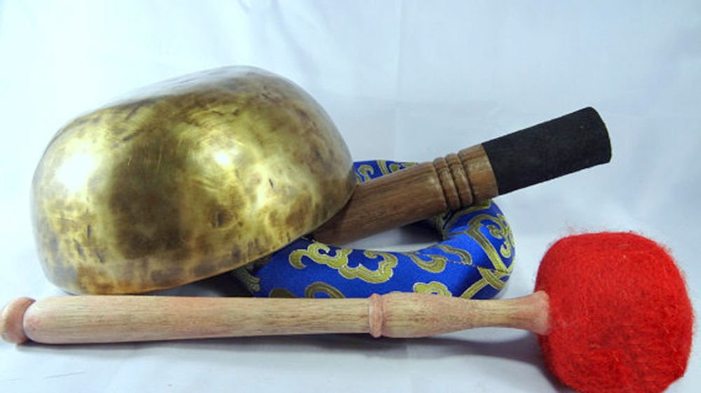 22,86 cm (9")-Ciotola musicale per meditazione, per campana tibetana, con ciotola, realizzato a mano in metallo, 7-Ciotola per ciotole da Nepal ciotole, Materassino
