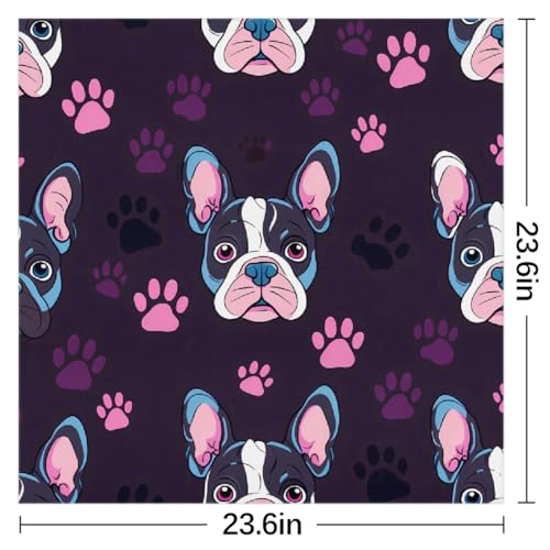 French Bulldog Dog Paw Print Square Silk Scarf for Women, 23.6" Lightweight Fashion Scarves Wraps, Silk Like Hair Neck Scarf Headband Bandanas for Ladies2