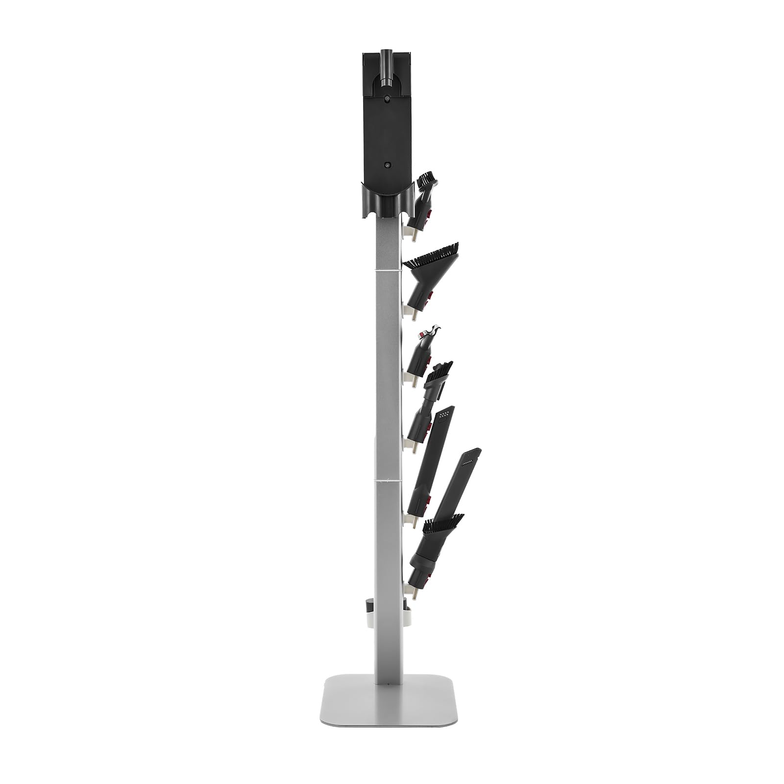VEVOR Support d'Aspirateur pour Dyson G5, V15, V12, V11, V10, V8, V7, V6, Porte-aspirateur Vertical Rangement Stable avec Accessoires, 6 Crochets et Patins Antidérapants, pour Espaces Restreints, Gris