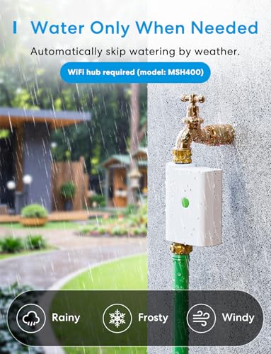 Image of meross WiFi Water Hose Timer, Smart Sprinkler Timer with Brass Inlet & Outet, Work with Apple Homekit, Alexa & Google Assistant, Water Valve for Lawn, Garden, Yard and Pool, MSH400 /MSH450 Hub Required