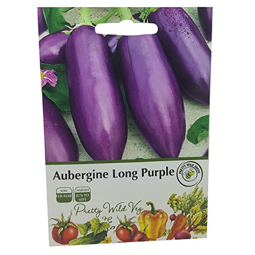 Aubergine Long Purple Seeds in Pictorial Packet from a UK Seller Delightful Medium Sized Fruits are Perfect for Home & Kitchen Gardens