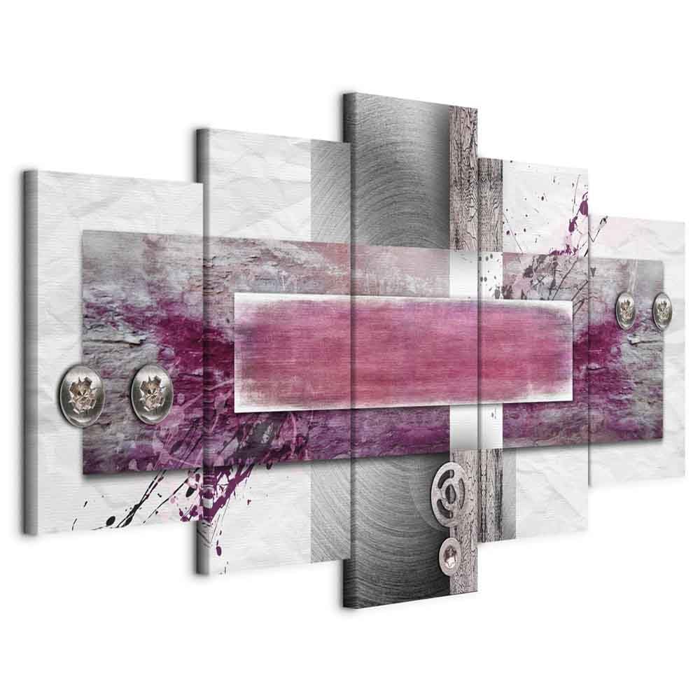 Cuadros B&D XXL - Cuadro en Lienzo Rosa Abstracto 200x100 cm Impresión de 5 Piezas Material Tejido no Tejido Impresión Artística Imagen Gráfica Decoracion de Pared Moderno 020101-187