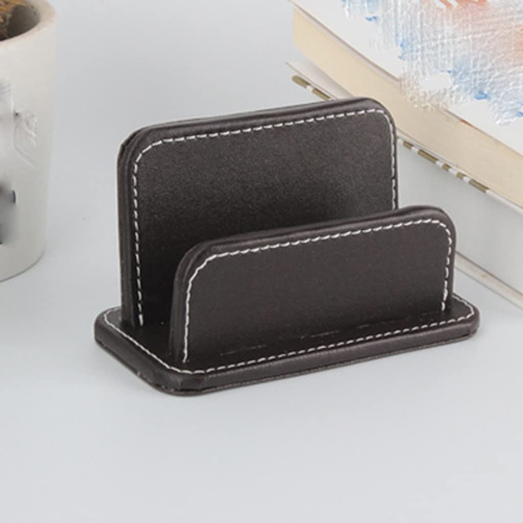 MOBYGKFY Leather Card Business Holder Name Desktop Stationery Ornaments Office Supplies