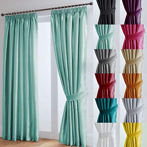 John Aird Luxury Faux Silk Fully Lined Pencil Pleat Curtains With Matching...