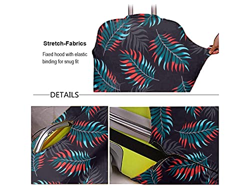 Image of Cortina Leaf Design Travel Suitcase Eco-Friendly Cover | Small | Fits 18-22 Inch Luggage | Polyester-Spandex | 55cm (20 inches) | Luggage Protectors | Anti Scratch /Dust | Pack of 1 | Green