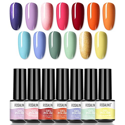 ROSALIND UV Nagellack Pastell Shellac Gel Nagellack Set 13 Farbgel Gelnägel Frühling Sommer Gel für Nägel Pastellfarben…