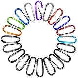 Gimars Improved Durable 2 Inch X 20 Pcs Small Mini Carabiner Clips Assorted Colors D Shape Spring-Loaded Gate Aluminum Carabiner Keychain for Home, Camping, Hiking, Fishing, Bottle, Backpack