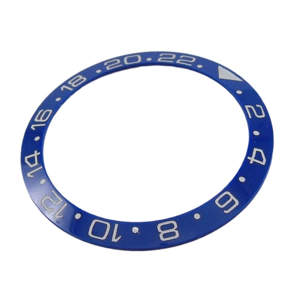 Uhr ​Lünette 38 mm schwarz blau grün Lünette Einsatz passend for 40 mm Uhr Armbanduhr Lünette (Color : Blue Black Bezel-2)