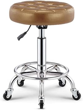 Treatment Stool,Master Massage Saddle Stool with Wheels Workshop Stool with Yellow Synthetic Leather Seat Adjustable Height 45-59 cm Supported Weight 160 Kg Salon Stoolfor Hairdressing Beaut