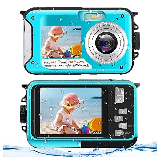 Underwater Camera FHD 2.7K 48 MP Waterproof Digital Camera Selfie Dual Screen Full-Color LCD Displays Waterproof Digital Camera for Snorkeling (806BC)