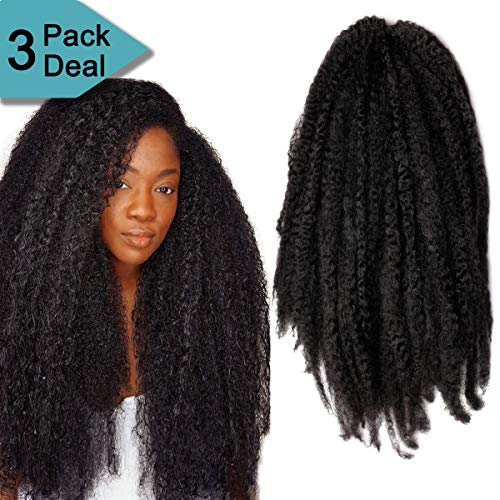 Alica 3 Packs Afro Kinky Marley Braids Hair Extensions Kanekalon Synthetic Twist Crochet Braiding Hair for Women 18 inchs (18