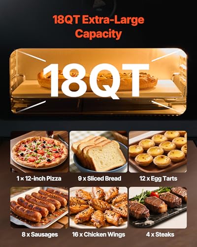 Image of VEVOR Pizza Oven, 8 Presets Electric Pizza Ovens Air Fry Combo, 12-Inch Indoor Pizza Maker Smart Knob Control, 750F Max Temp, IPX4 Waterproof Countertop Pizza Cooker w /Pizza Stone,Fry Basket