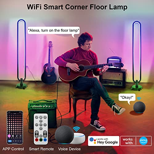 RGBW Lampadaire LED, ERAY Smart WiFi Lampadaire sur Pied Lampe d'Ambiance Multicolore Dimmable avec Télécommande et APP, Musique Sync, Lampe Moderne Decoration Intérieur, Salon, Chambre, Salle de Jeux - Image 5