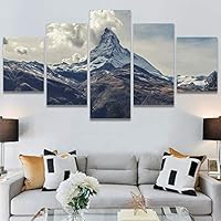 SIGNWIN 5 Panel Canvas Wall Art Snow Mountain for Home Decorations Ready to Hang - 60