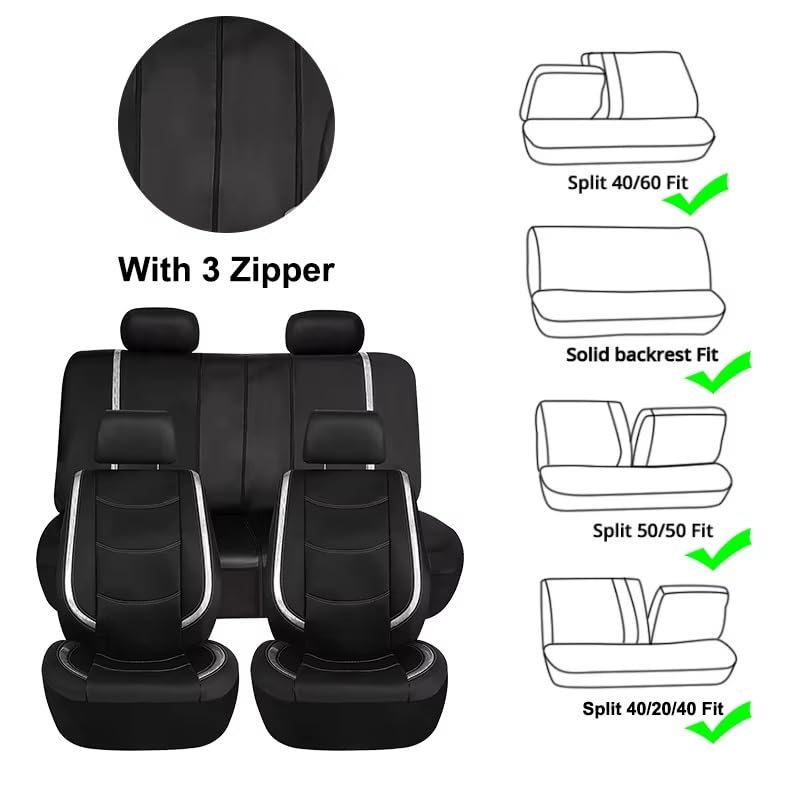 Juego Fundas Asientos Fundas Para Asientos De Automóvil Con Lámina PVC Brillante 3 Accesorios Cremallera Protector Cojín Interior(4 pc)