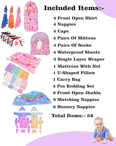 Image of Toddylon New Born Baby Clothes & Bedding Combo Gift Pack (Multicolor, 0-6 Months)